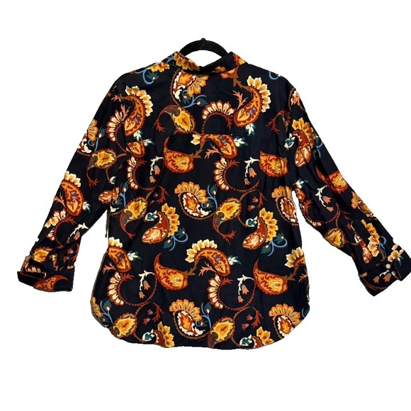 Chico's Paisley No Iron Cotton Button Up Shirt Women's Size 2.5 (14) Boho Artsy - Picture 2 of 8